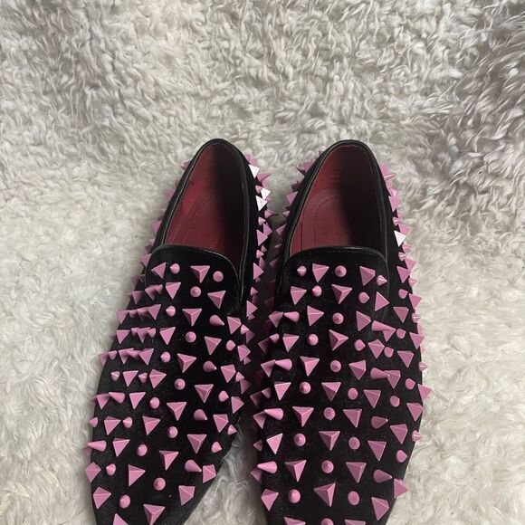 Alberto Fellini Men\'s  synthetic black suede pink Spike Dress Loafers SZ8.5 main image 10
